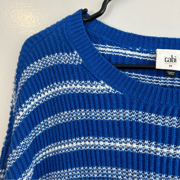 CAbi Blue/White Striped Knit Pullover Sweater w/ Buttons Size Medium #6165 - Picture 6 of 14